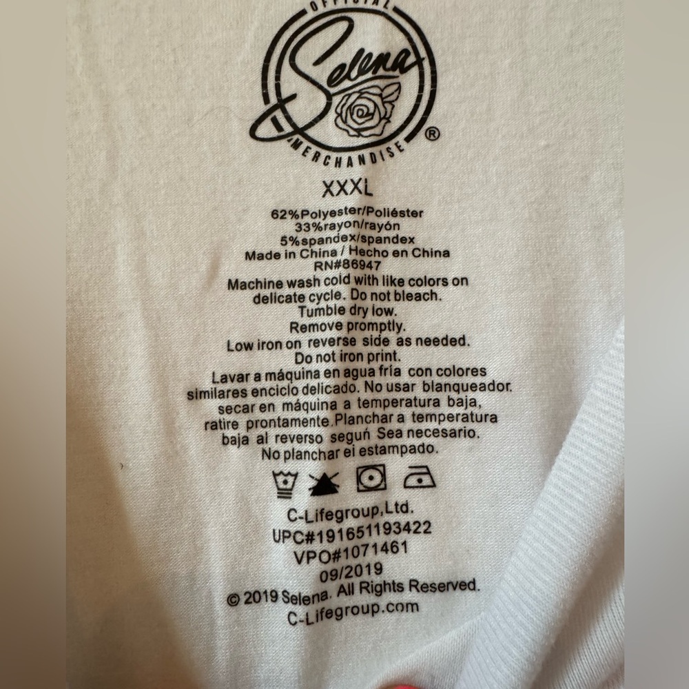 Selena drop tail, graphic White T-shirt XXXL - Picture 5 of 6